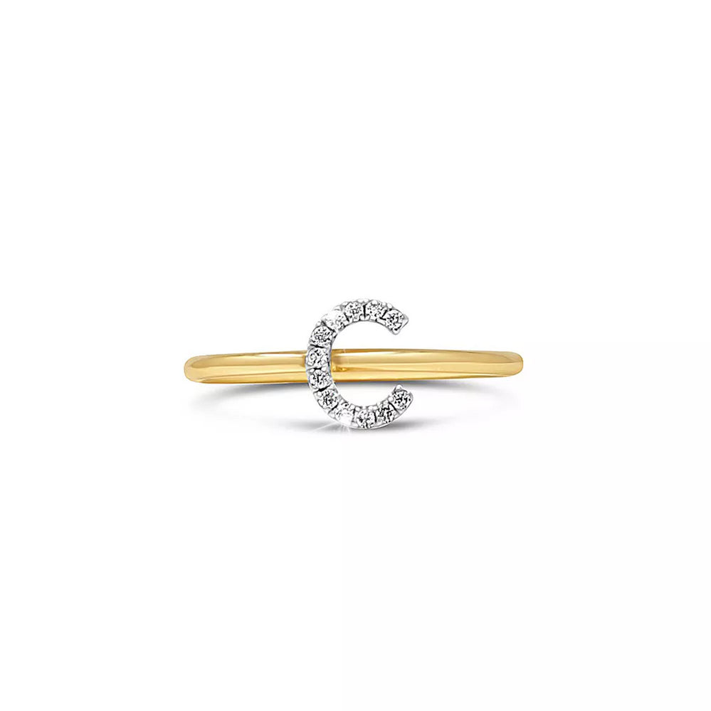 women’s wedding band-Diamond Mini Initial Ring