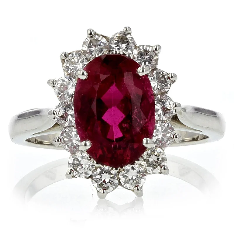 Platinum Rubellite Diamond Ring