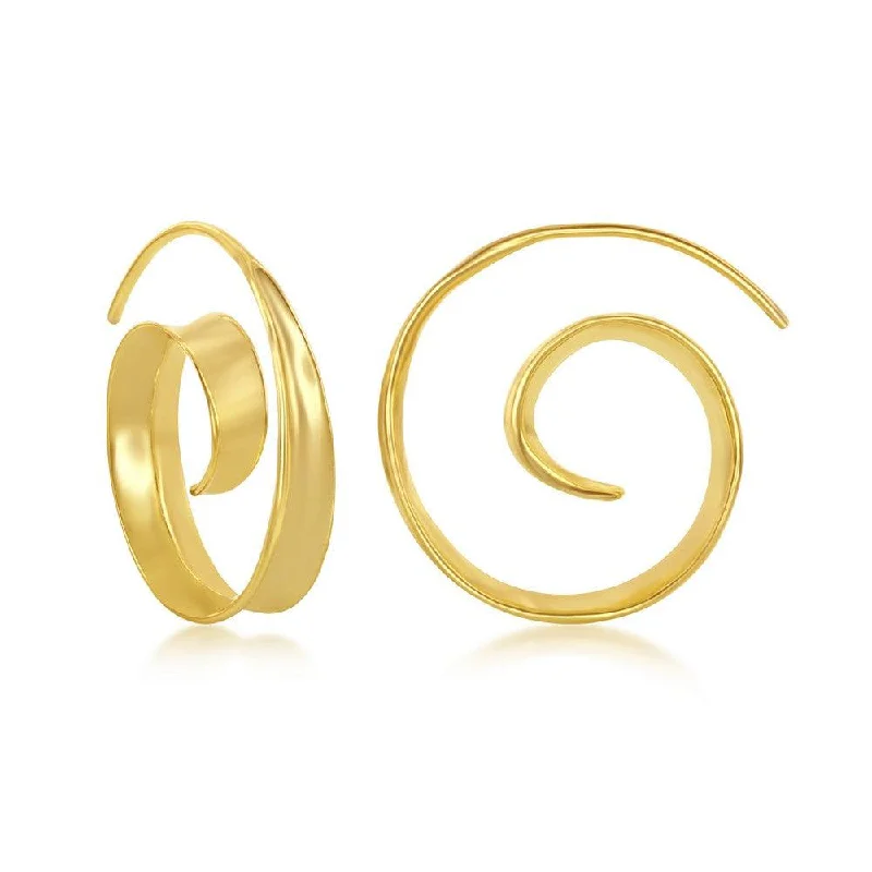 women’s cubic zirconia earrings-Sterling Silver Gold Plated Swirl Design Earrings