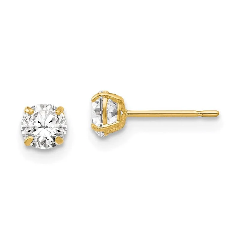 women’s personalized earrings-14k 4mm Round CZ Post Earrings