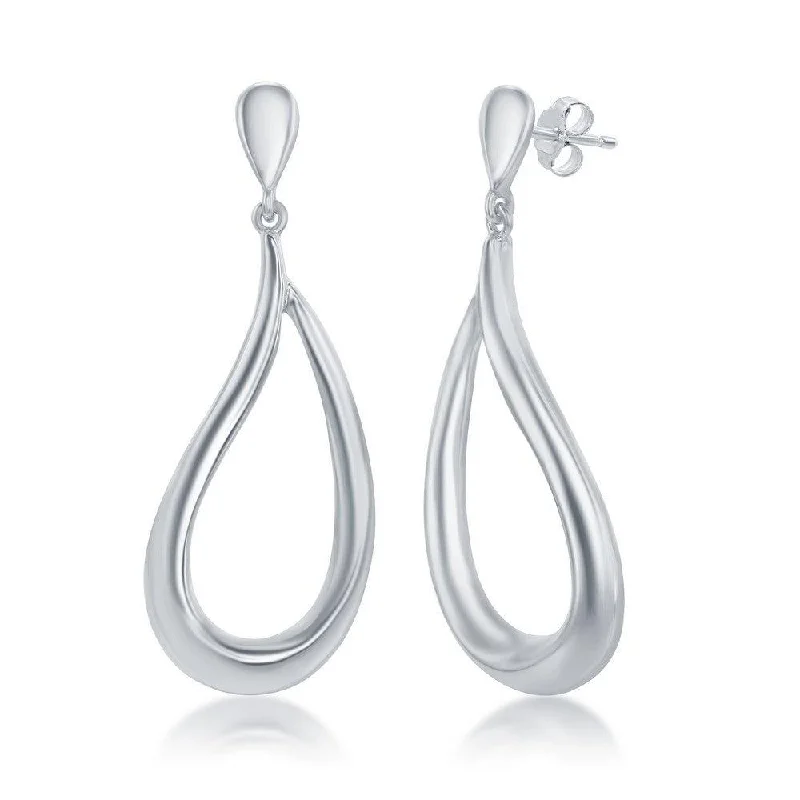 women’s wedding earrings-Sterling Silver Teardrop Dangling Earrings