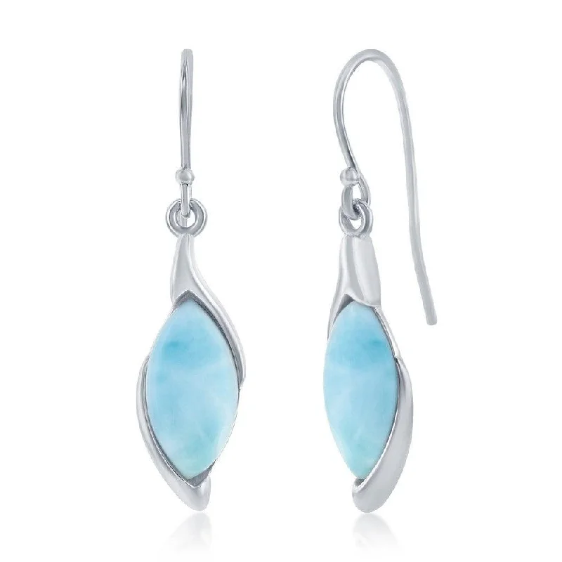 women’s black diamond earrings-Sterling Silver Marquise Larimar Earrings