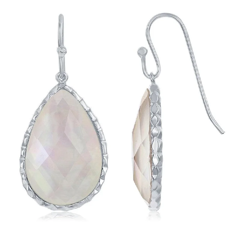 women’s clip-on earrings-Sterling Silver White Teardrop MOP Doublet Earrings