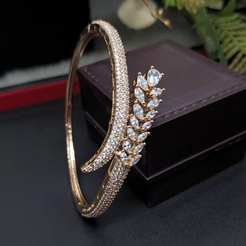 women’s custom engagement rings-women’s tennis bracelet-Aamrapali Gold Plated AD Openable Bangles Set