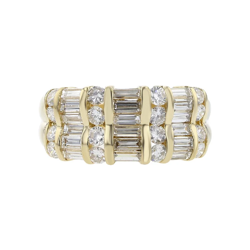 14K Yellow Gold Straight Baguette Diamond Ring