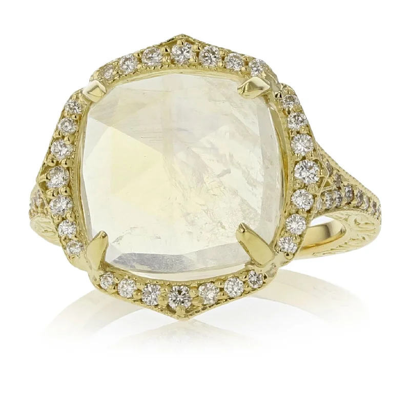 Moonstone and Diamond Ring