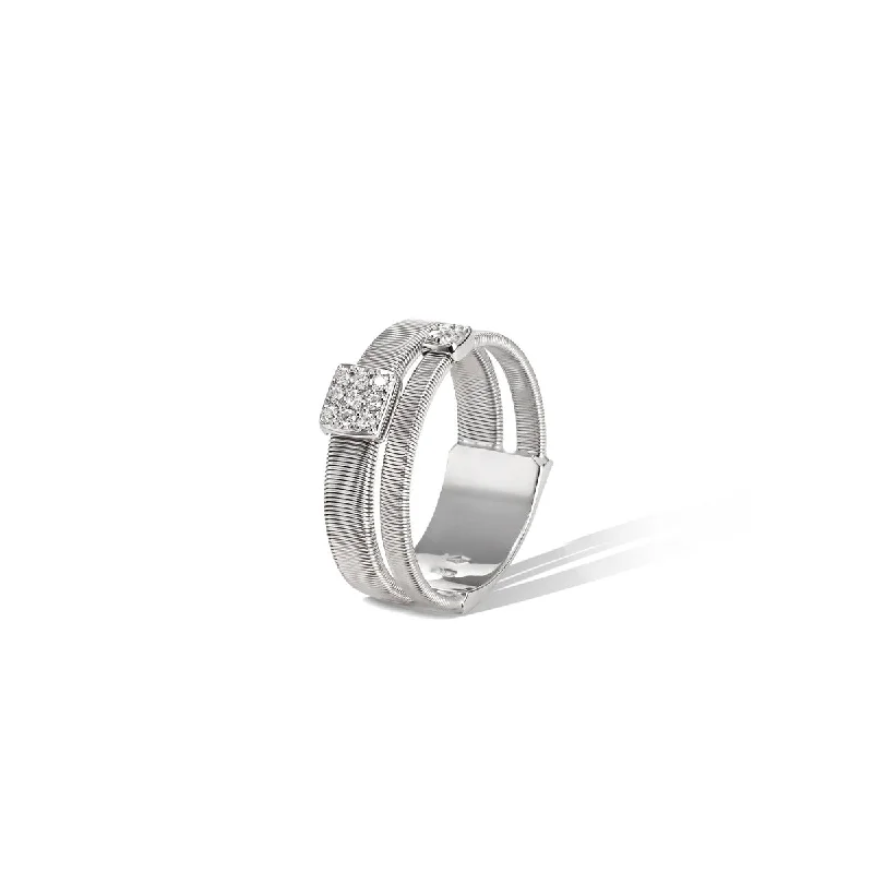 18K White Gold Two Strand Diamond Ring