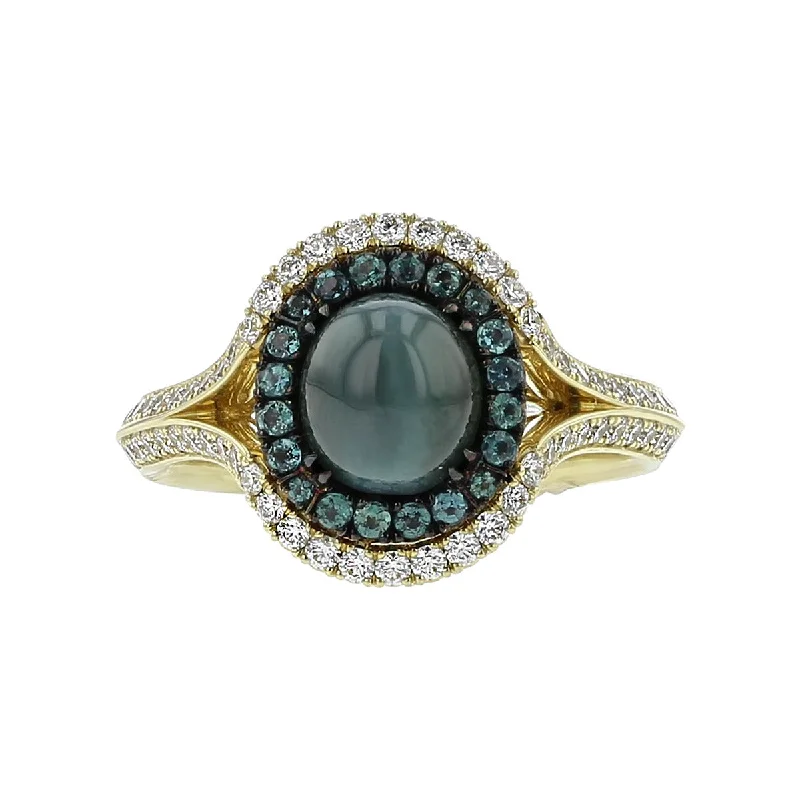 18K Yellow Gold Alexandrite and Diamond Ring