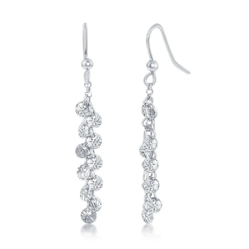 women’s chain earrings-Sterling Silver Diamond-Cut Dangling Discs Earrings