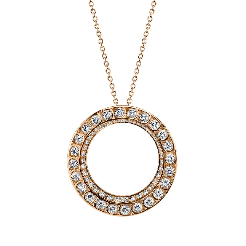 women’s initial necklace-Scallop Artisan Diamond Medium Circle Necklace