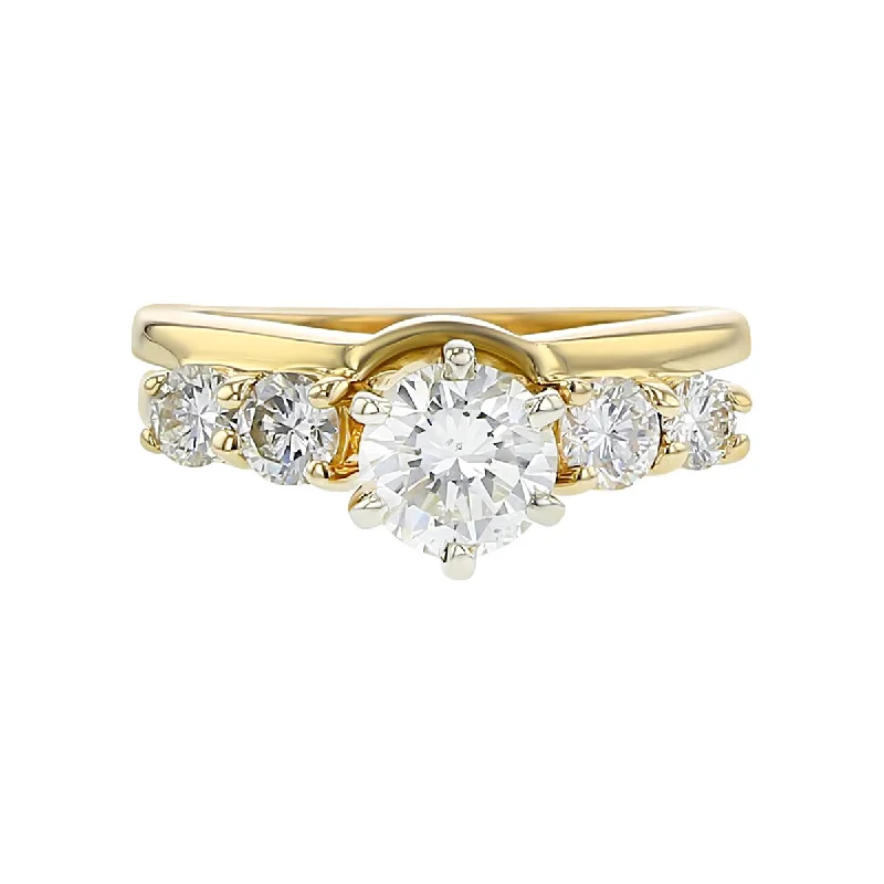 14K Yellow Gold Brilliant Diamond Ring and Band