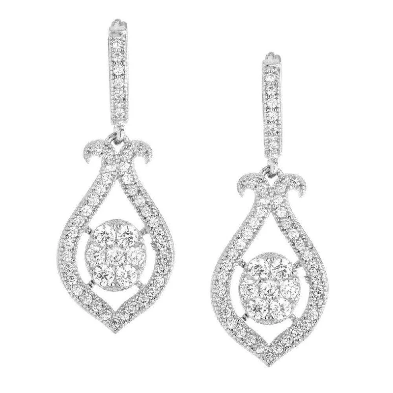 women’s sterling silver earrings-Sterling Silver Micro Pave Marquise CZ Earrings