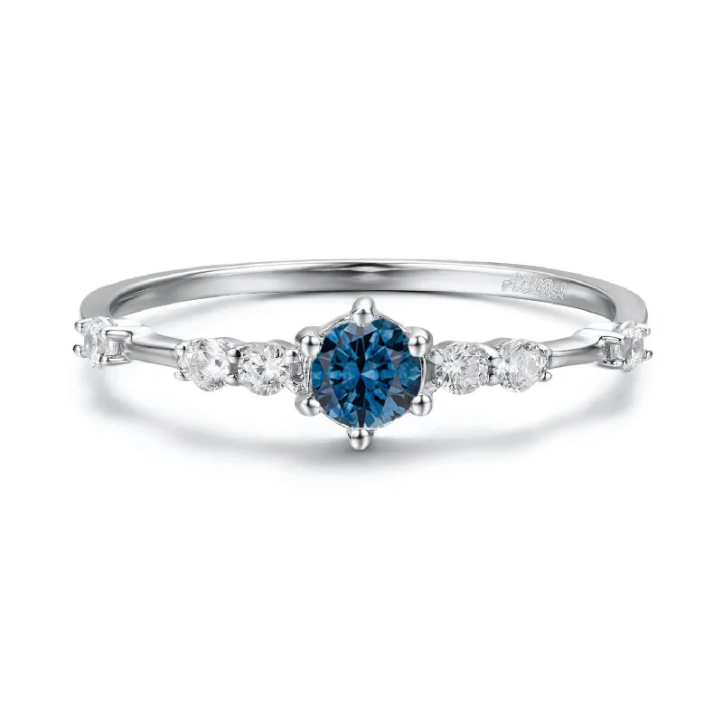 women’s sterling silver wedding ring-10K White Gold - The Center of the Universe Blue Topaz Ring - Size 8