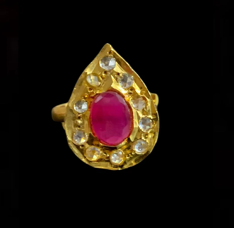 women’s gold plated ring-DJR1 Sia oval Hyderabadi ring ( READY TO SHIP )