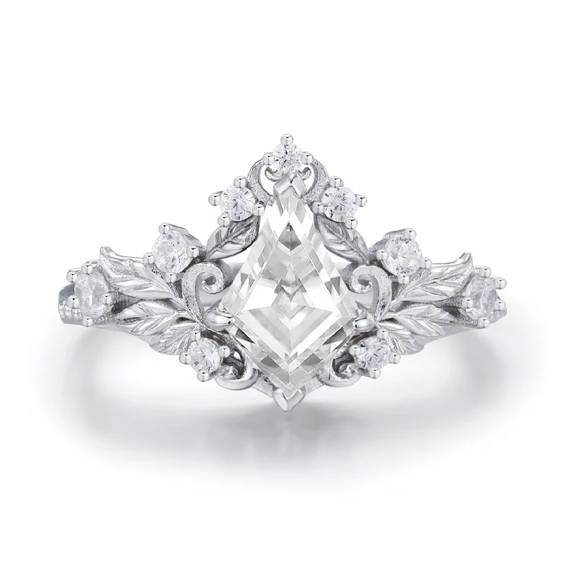 women’s sterling silver ring-Regal Tiara Moissanite Ring©