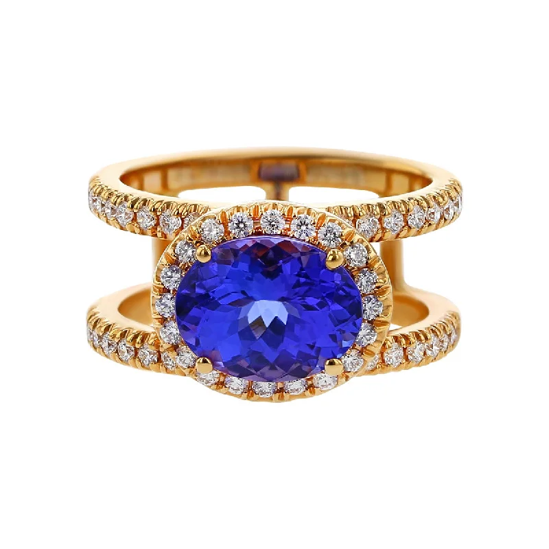 20K Rose Gold Tanzanite and Diamond Ring