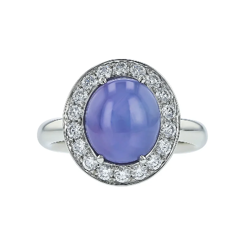 Star Sapphire and Diamond Ring