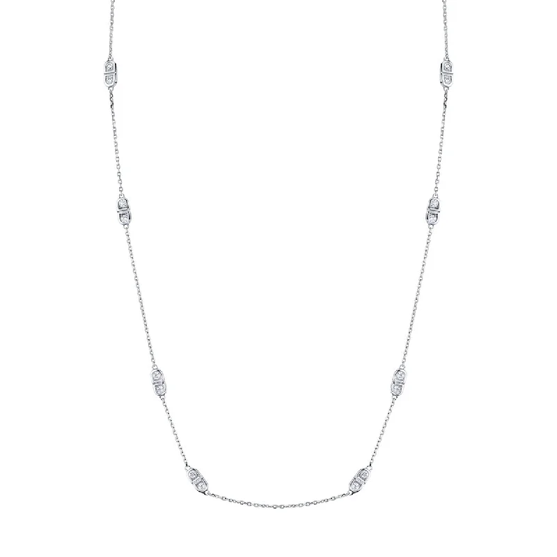 women’s stylish necklace-Scallop Silhouette Diamond Necklace