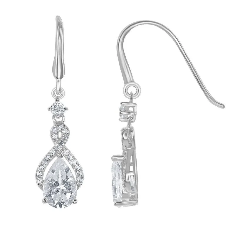 women’s vintage earrings-Sterling Silver White Topaz Teardrop Earrings