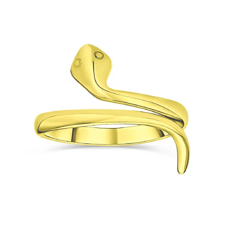 women’s gold wedding ring-Midi Knuckle Wrap Snake Serpent Ring Gold Plated .925 Sterling Silver