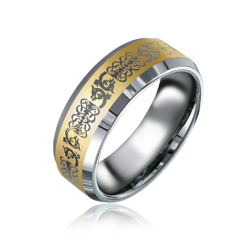 women’s promise ring-Unisex Tungsten Wedding Band Ring Celtic Knot Dragon Silver Gold Titanium Comfort Fit