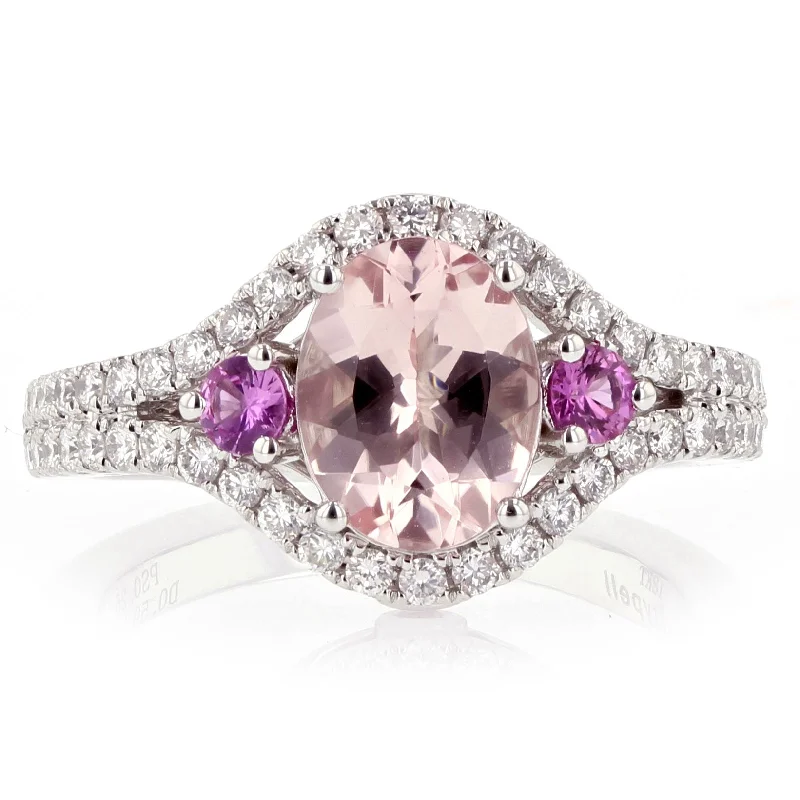 Morganite, Pink Sapphire and Diamond Ring