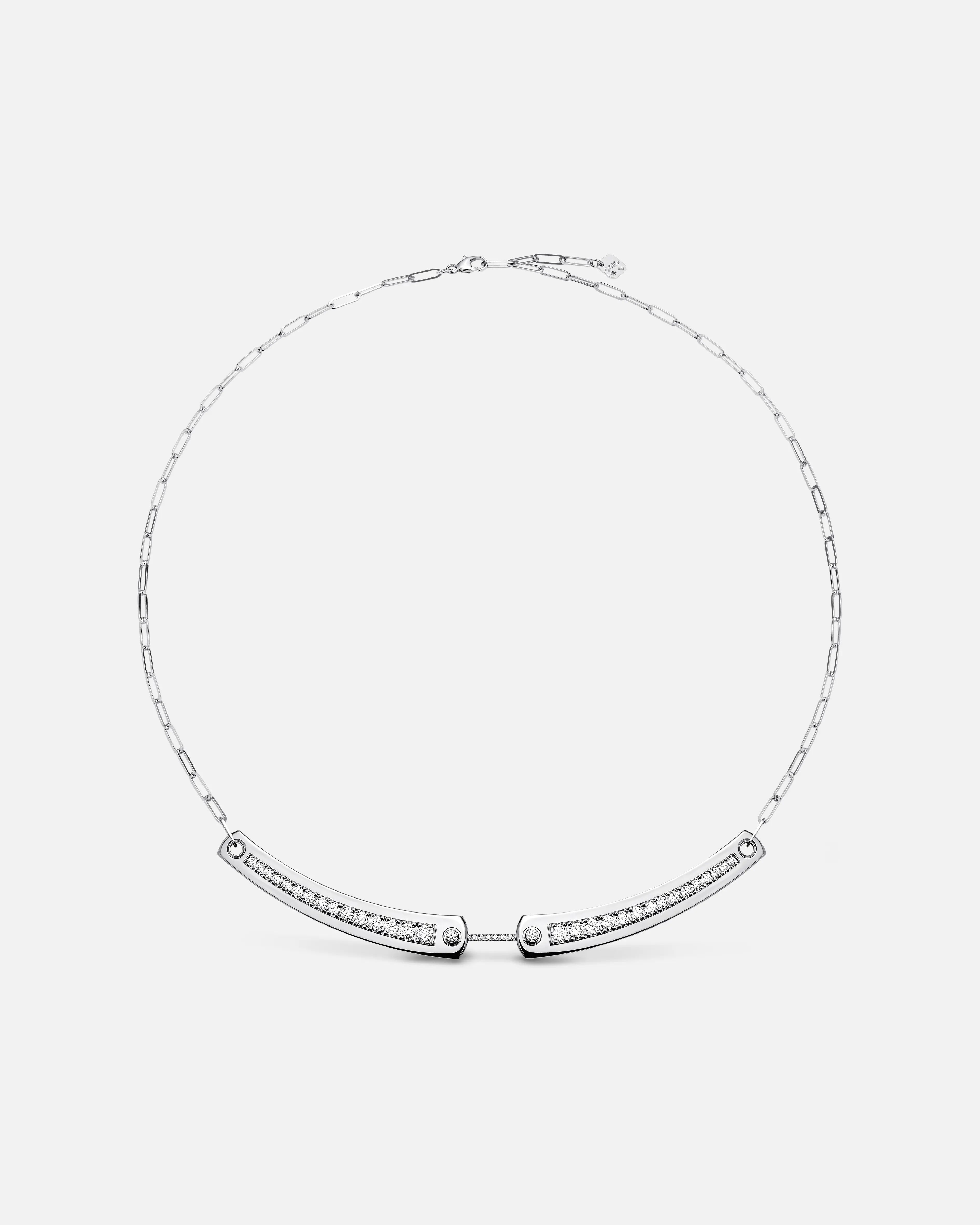 women’s trendy pendant necklace-Tuxedo Mood Necklace in White Gold