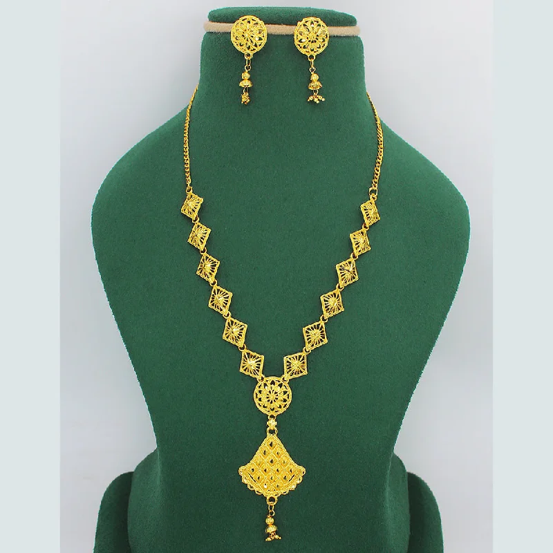 women’s birthstone necklace-Darshana Jewels Forming Look Gold Plated Long Necklace Set