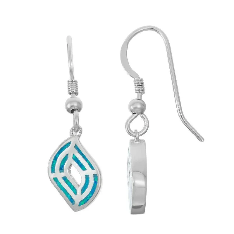 women’s drop earrings-Sterling Silver Blue Inlay Opal Marquise Earrings