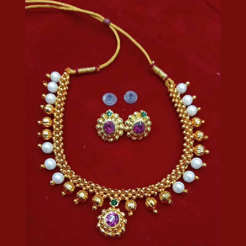 women’s vintage pendant necklace-Manisha Jewellery Gold Plated Necklace Set