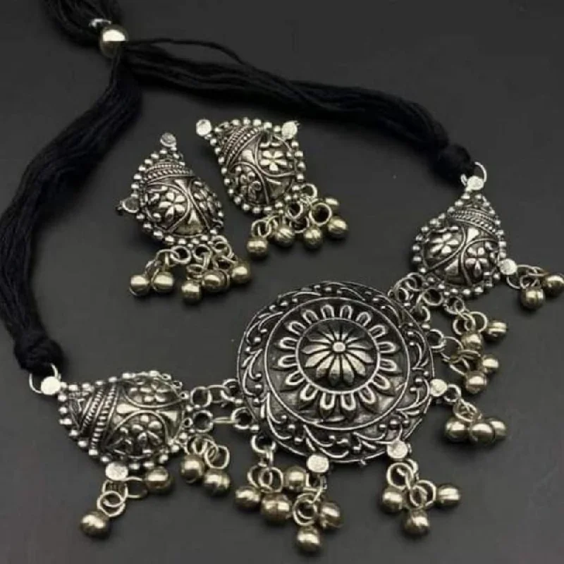 women’s rose gold necklace-Darshana Jewels Oxidised Plated Necklace Set