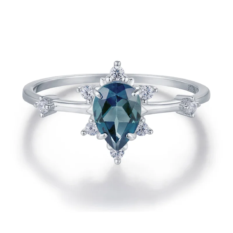 women’s gold wedding ring-Gaia London Blue Topaz Ring