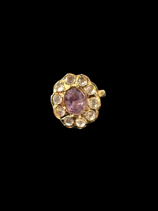 women’s chunky statement ring-DJR125 RIZA Hyderabadi ring - Purple/amethyst ( READY TO SHIP )