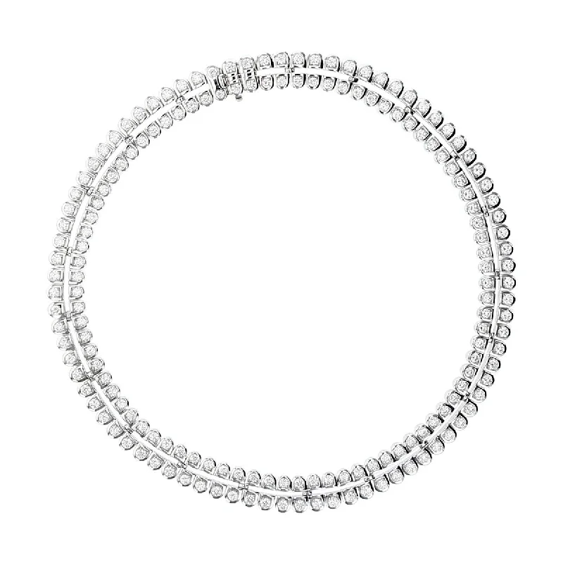 women’s bar necklace-Scallop Artisan Pave 14-Inch Necklace