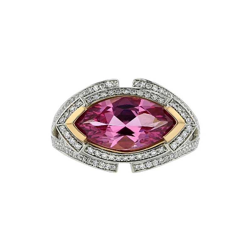 Marquise Spinel and Diamond Ring