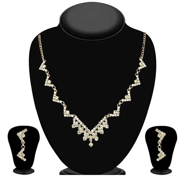 women’s platinum necklace-Eugenia Gold Plated Austrian Stone Necklace Set - 1104313