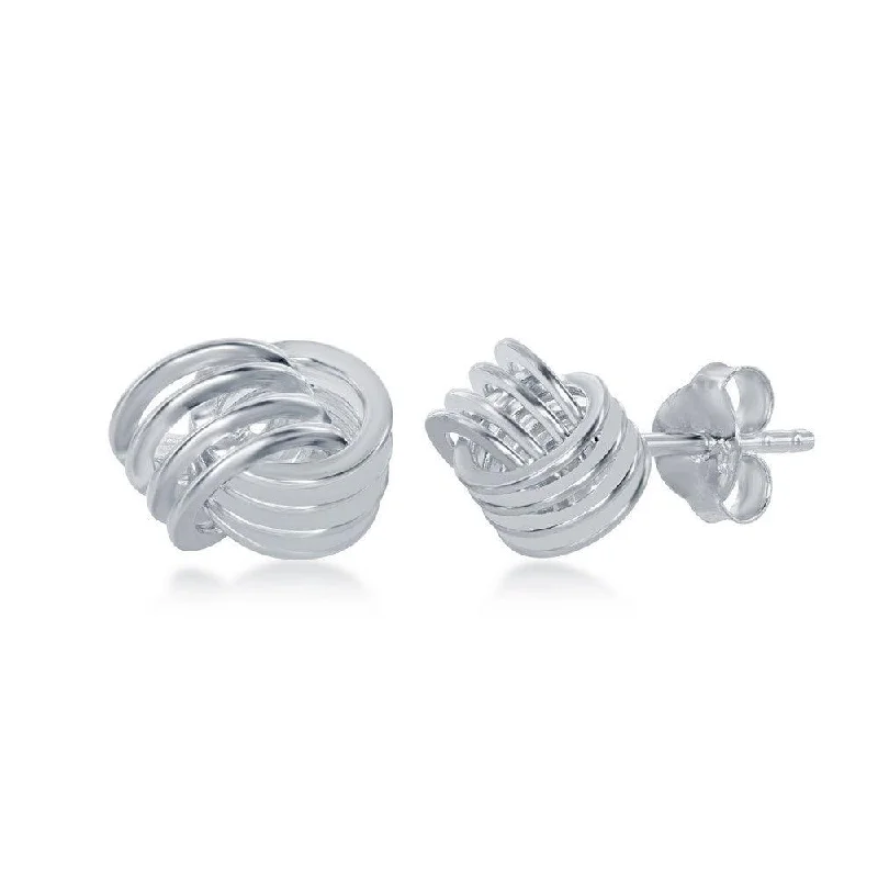 women’s luxury hoop earrings-Sterling Silver Wire Love Knot Stud Earrings