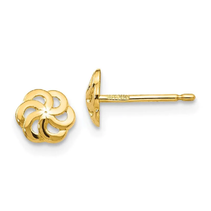 women’s statement earrings-14k Polished Flower Post Earrings