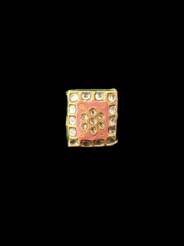 women’s halo gemstone ring-DJR121  Kundan meenakari ring ( READY TO SHIP )