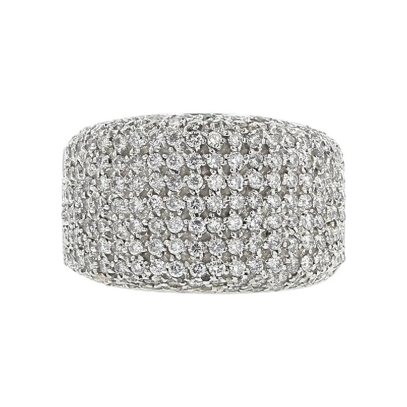 14K White Gold Pave Diamond Ring