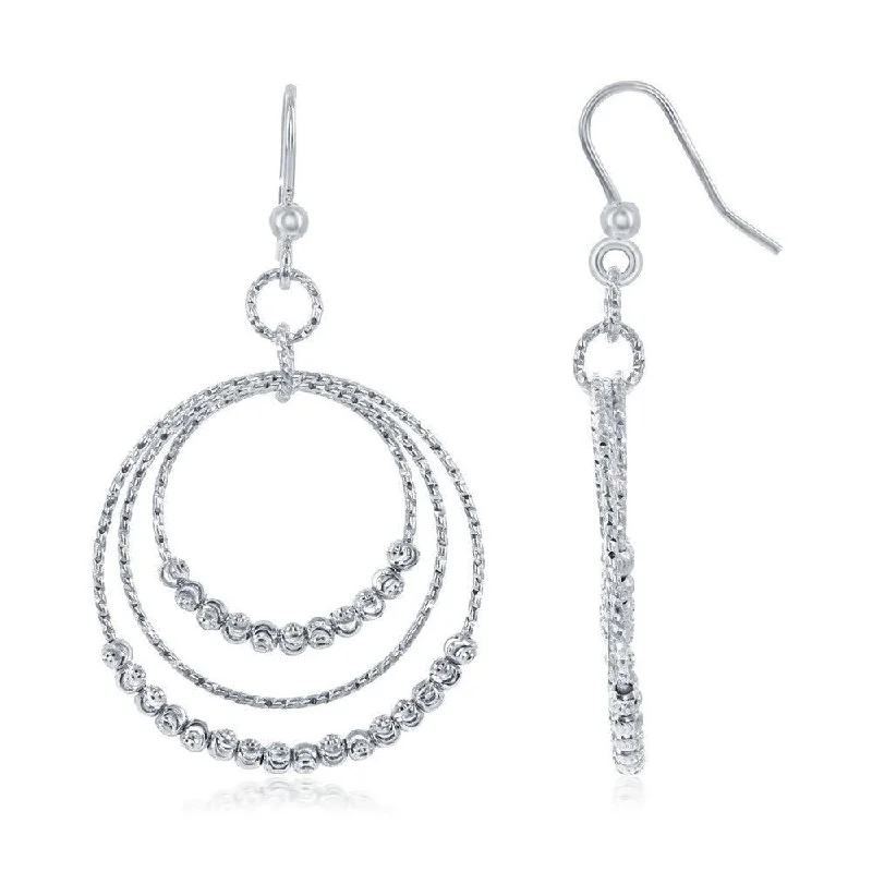 women’s gemstone chandelier earrings-Sterling Silver Diamond Moon Cut Beads Earrings