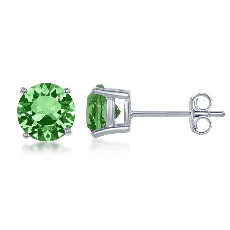 women’s statement earrings-Sterling Silver 6mm Green Peridot Stud Earrings