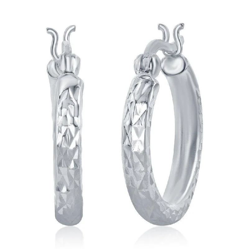 women’s classy stud earrings-Sterling Silver Small D-C Hoop Earrings