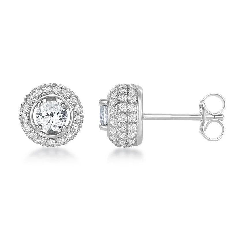 women’s huggie earrings-Sterling Silver 4mm White Topaz Stud Earrings