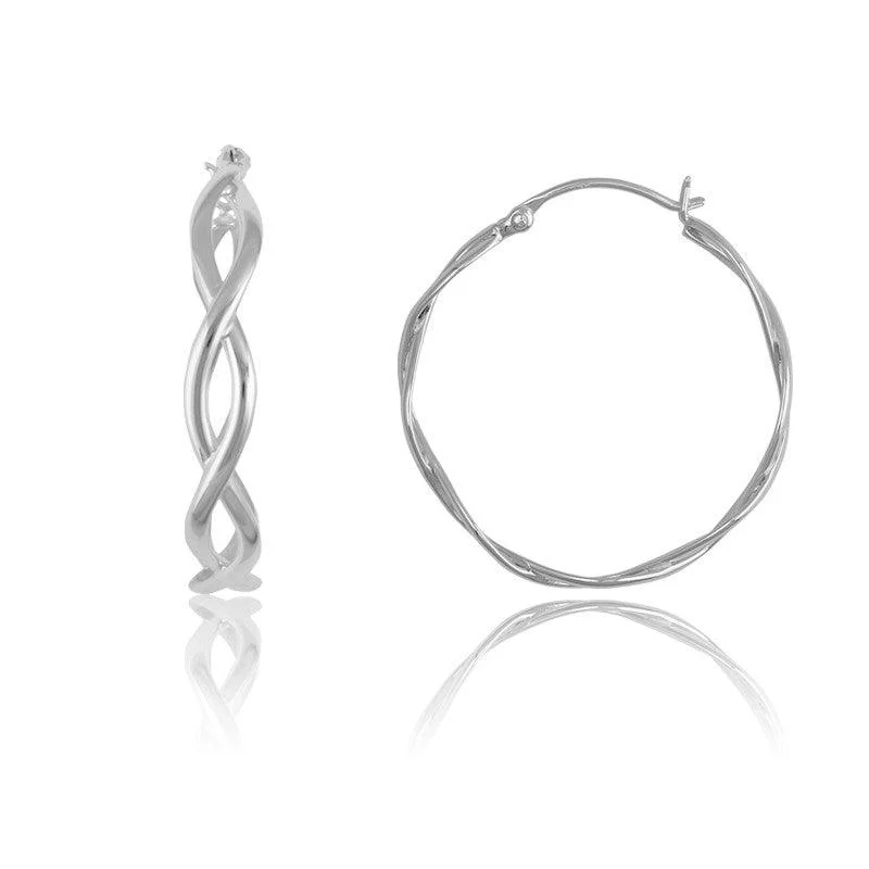 women’s tassel earrings-Sterling Silver Large Twisted Circle Hoop Earrings