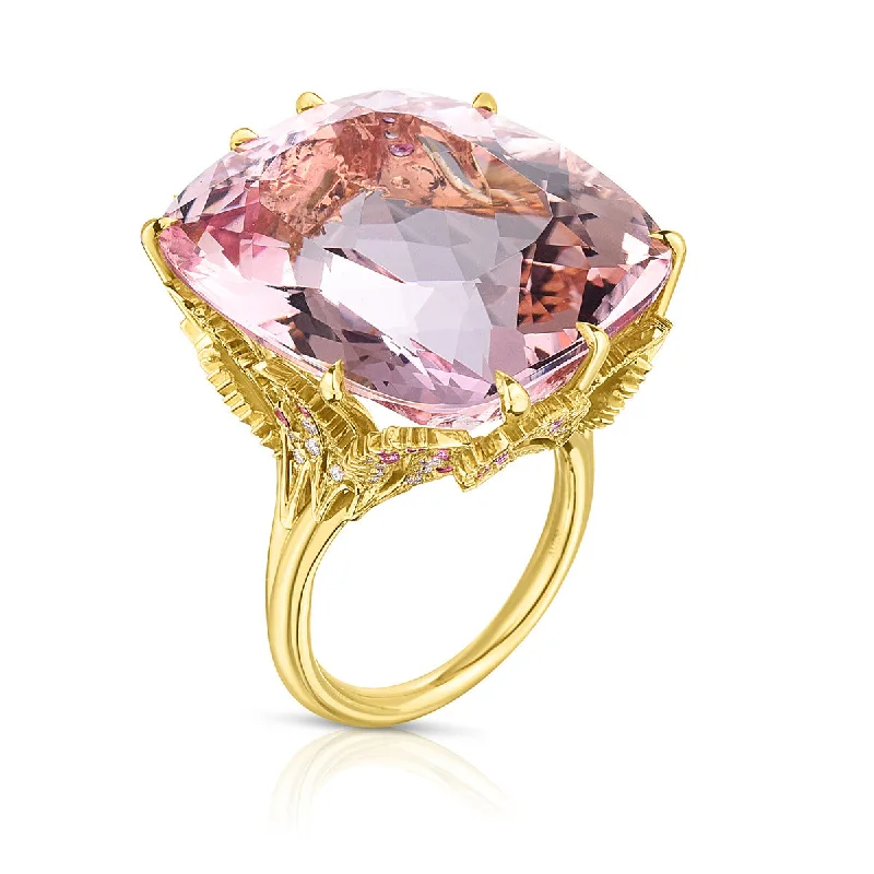 Pink Morganite, Pink Sapphire and Diamond Ring