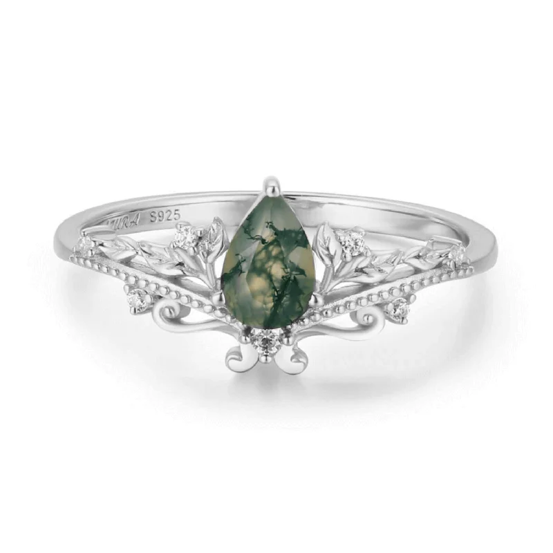 women’s classic ring-Lotus Moss Agate Ring©