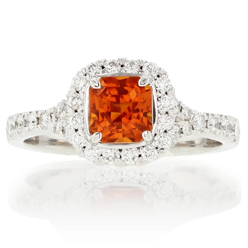 Orange Sapphire Diamond Ring