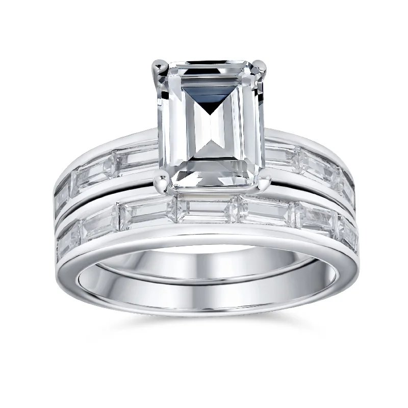 women’s zircon ring-Traditional Art Deco Cocktail Statement Ring with 2-3 CT Rectangle Baguette Stones