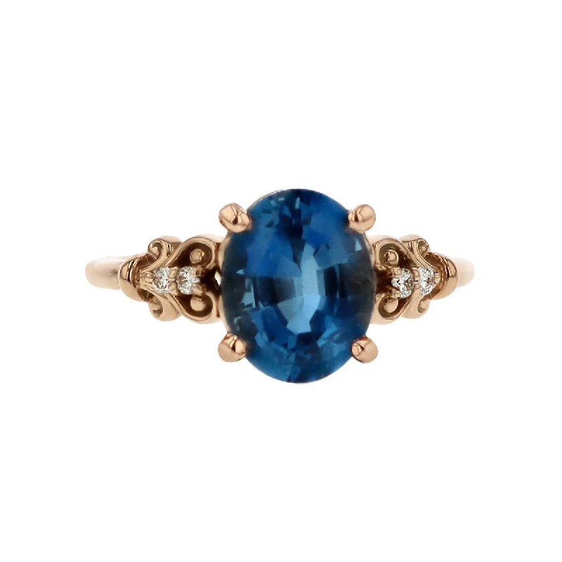 14K Gold London Blue Topaz and Diamond Ring